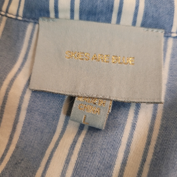 Skies Are Blue White Striped Midi 3/4 Sleeve Dress Size Large - Picture 4 of 6